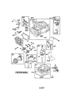 Cylinder Assembly/Crankshaft/Sump Diagram and Parts List for 122T02-3824-EA  Briggs and Stratton Engine